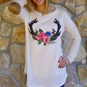 Floral and antler top